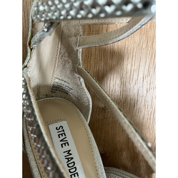 Steve Madden Strappy Crystal Strap Stiletto Heels- Size 8 - Picture 7 of 8